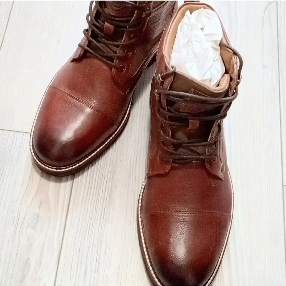 (T-4364) Thomas And Vine Mens Feron Flat Heel Lace Up Boots Sz 8.5
